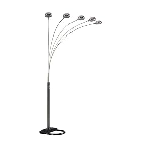 5 Head Floor Lamp with Arch Design in Satin Nickel Finish