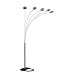 5 Head Floor Lamp with Arch Design in Satin Nickel Finish