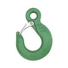 Campbell C-90 Grade 100 System 10 Cam-Alloy Eye Sling Hook with Latch, Painted Green, 9/32" Trade, 5.56" Length, 4300 lbs Working Load Limit