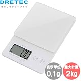 ドリテックDRETEC デジタルスケール（はかり）「ストリーム」2kg キッチンスケール・クッキングスケール計りKS-245WTの画像