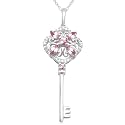 10k White Gold Marquise Created Pink Sapphire & Diamond Key Pendant, 18"