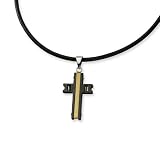 Stylish Stainless Steel Gold Black Color Ip-Plated Cross Pendant Necklace by Chisel