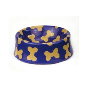 Cobalt Bones Dog Bowl -Size Small