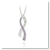 Sterling Silver Amethyst & Diamond Accent Pancreatic Cancer Awareness Ribbon Pendant