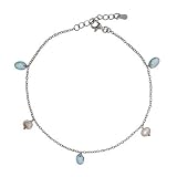 Blue CZ and Freshwater Pearl Drop Anklet