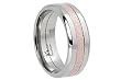 Titanium Ring with IP Rose Gold Crystal Hammered Center