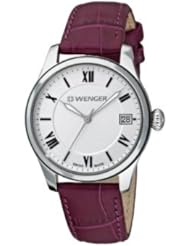 Wenger Ladies Terragraph Watch, Silver Dial Aubergine Leather Strap 521.103