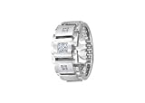 0.90ct Sterling Silver Refined Princess Cut Diamonds Chain Link Wedding Band (Size 8, 8.5, 9, 9.5, 10, 10.5, 11, 11.5, 12, 12.5, 13, 13.5, 14, 14.5)