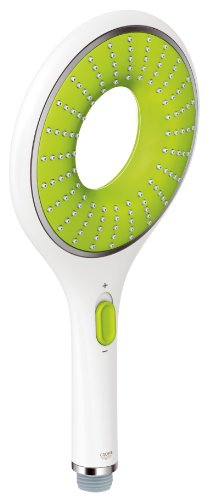 Grohe Rainshower Icon Handbrause moon white/eco green 1 Strahlart Rain Eco Funktion mit Winkeladapter f&uuml;r Montage an Brauseschlauch