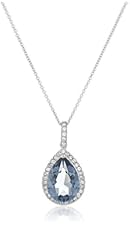 Sterling Silver Swarovski Elements Crystal Pear Shape Pendant Necklace, 18"