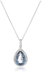 Sterling Silver Swarovski Elements Crystal Pear Shape Pendant Necklace, 18"