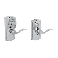 Schlage FE595 CAM 625 ACC Camelot Keypad Entry with Flex-Lock and Accent Levers, Bright Chrome