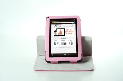Deft Dante 360: Rotating Pink Kindle Fire Original Generation Case (One-Piece Folio Kindle Fire Cover Multi-angle Vertical and Horizontal Stand for NON HD Version)