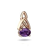 14k Rose Gold Oval Genuine Amethyst Celtic Knot Pendant
