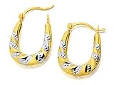 9ct Two Colour Gold Creole Earrings