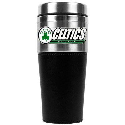 NBA Boston Celtics 16-Ounce Stainless Steel Travel Tumbler with Black Sleeve