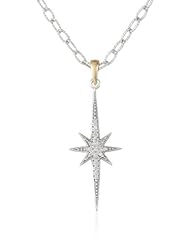 Mizuki 14Kt Light Silver Chain Charm Starburst Diamond Pendant Necklace (0.1Ct), 18"
