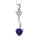 Glamorous Love 2.50 carats Heart Shape Sterling Silver Rhodium Finish Blue Sapphire Pendant