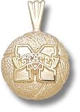 Mississippi State Bulldogs Solid 10K Gold ''M'' Logo Basketball Pendant
