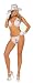 Sexy Cowgirl Costume Bikini Top, G-string, Cowboy Hat 3 Piece Set One Size