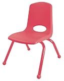Bucket Seat Chair with Ball Glides and Red Legs - 14 Inches - Red