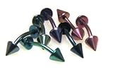 Titanium Eyebrow with Asoorted Color Spike - Sold as a Pair