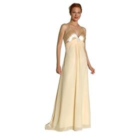 #2097 - BEST SELLER - Formal Evening Gown. Halter dress with empire waist front pleats, and rhinestone brooch