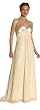 #2097 - BEST SELLER - Formal Evening Gown. Halter dress with empire waist front pleats, and rhinestone brooch