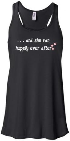Happily Ever After Fitness Racerback Black Tank Top with Saying Black Large