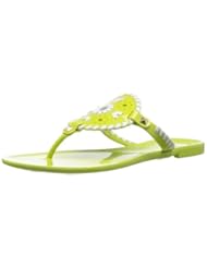 Jack Rogers Womens Georgica Jelly Jelly Sandal,Lime/White,9 M US