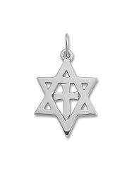Star of David Cross Pendant in 14K White Gold