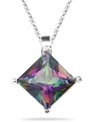 1.78 Cts Mystic Green Topaz Solitaire Pendant in 14K White Gold