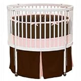 Solid Color Round Crib Bedding - color: Brown w/ Pink