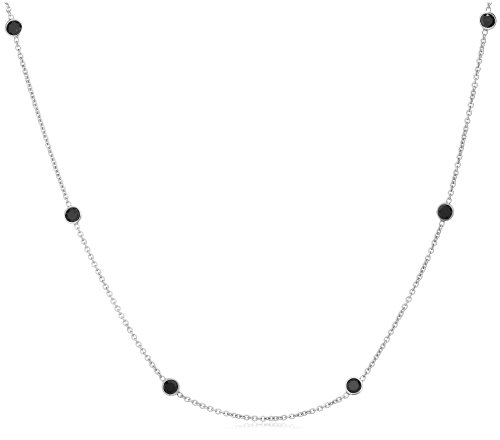 14k White Gold Black Diamond Station Necklace (2.4 cttw), 24