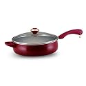 Paula Deen 5 Quart Porcelain Covered Deep Saute Pan, Red