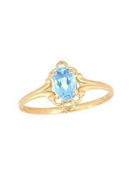 14K Gold Teens Genuine March Birthstone Ring - Blue Zircon (size 5 1/2)