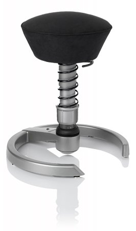 SWOPPER STANDARD 3D-Aktiv-Bürostuhl Hocker Sitzpolster Normal, Farbe schwarz, Federfarbe schwarz, Basis Titan, Fussring mit Filzgleiter, Feder SMALL 40 - 80 kg (SWOPS10TFSML)