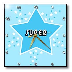 Janna Salak Designs Prints and Patterns - Blue Super Star Design - Wall Clocks
