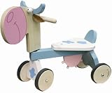 Review   / Baby Activity Wooden Ride on Toy - Blue & White Cow Rider