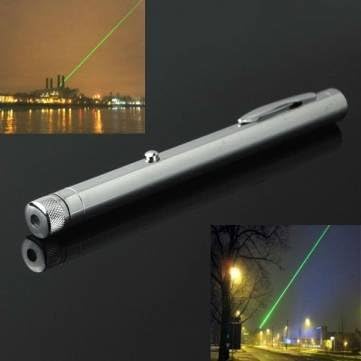 532nm Visible Long Range Green Laser Pointer - 5mw (silver/chrome)