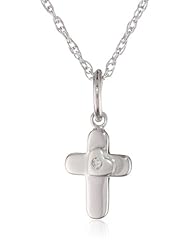Sterling Silver Childrens Cross with Heart Pendant Necklace 13+3" Extender