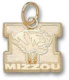 Missouri Tigers Solid 10K Gold ''M MIZZOU'' Tiger Head 1/2'' Pendant