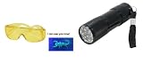 Abco Tech 12 LED UV 375 nm 3 AAA flashlight **+** Abco Tech UV Protecting Safety Glasses Yellow Color ** COMBO**
