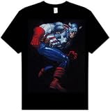  : Captain America Superhero Marvel ACTION Adult Black T-shirt