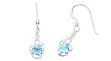 Trillion Cut Swiss Blue Topaz Dangling Earrings Sterling Silver
