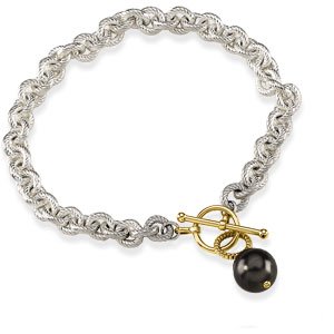 Sterling Silver Tahitian Pearl Bracelet 1mm Circle Oval - JewelryWeb