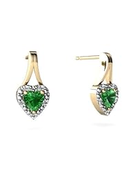 Created Emerald 14kt Yellow Gold Earrings