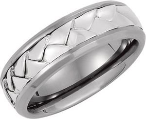 7 mm Titanium and Woven Sterling Silver Comfort Fit Band Size 9