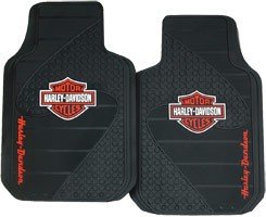 PlastiColor Vehicle Floor MatsRubber - BlackFront Mats with Harley-Davidson w/ Bar & Shield Logo & Harley Script | 2pc. Set | Size: 27" x 17" Approx - Trim To Fit