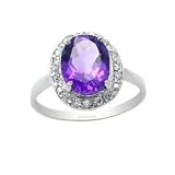 2 Carat Amethyst Sapphire Ring With 18k White Gold Plating 925 Sterling Silver
